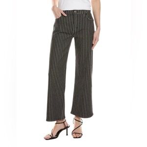 -Hudson Rosalie High Rise Wide Leg Ankle Lydia Black w/White Pinstripes Size 25